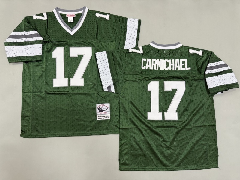Men 2025 Philadelphia Eagles #17 Carmichael green Throwback Limited NFL Jersey style 001
